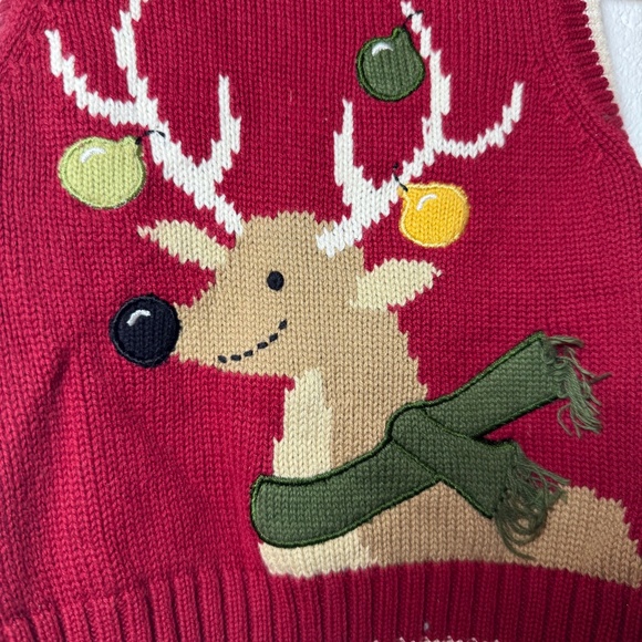 Greendog Baby Toddler Red Reindeer Christmas Holiday Sweater Vest 12 months - Picture 2 of 4